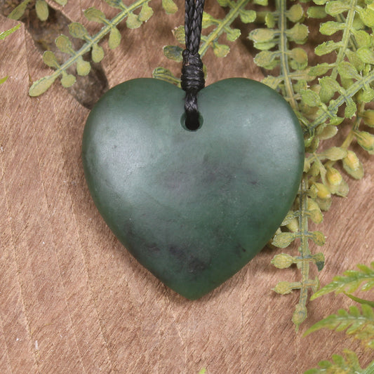 Heart carved from Kawakawa Pounamu - NZ Greenstone