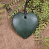 Heart carved from Kawakawa Pounamu - NZ Greenstone