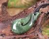 Hei Matau or Fish Hook carved from Hapopo Pounamu - NZ Greenstone