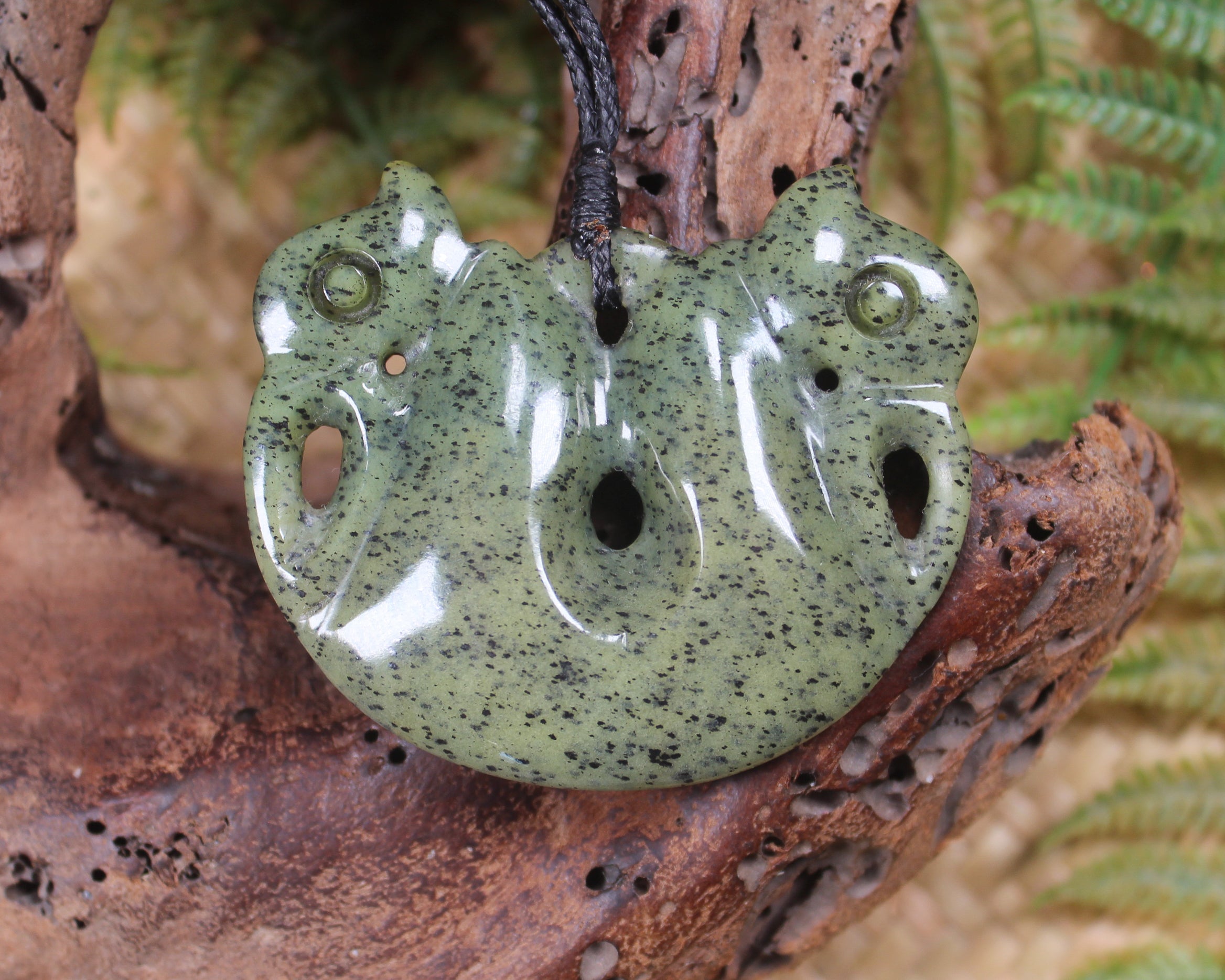 Pekapeka Pendant carved from Tangiwai Pounamu - NZ Greenstone