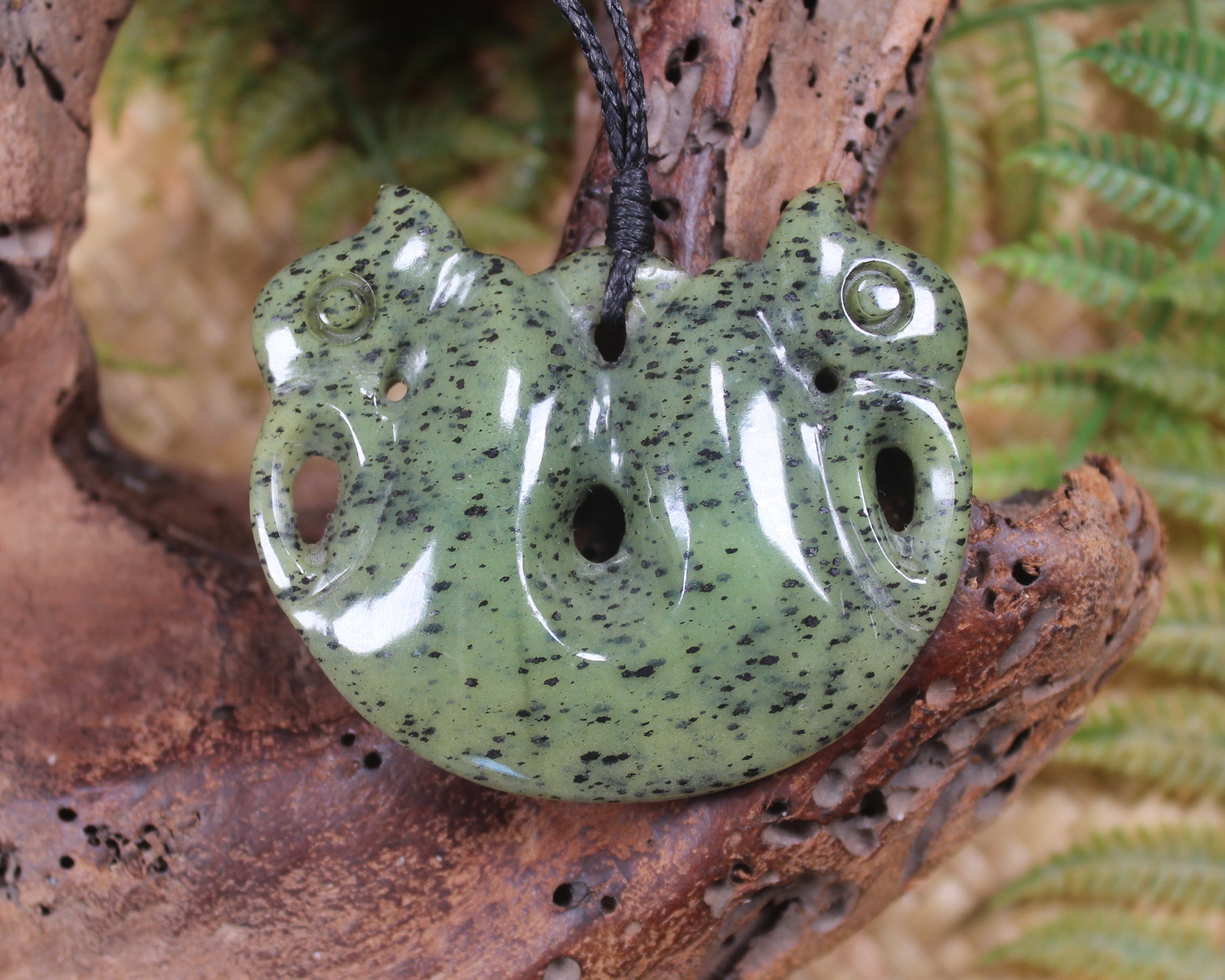 Pekapeka Pendant carved from Tangiwai Pounamu - NZ Greenstone