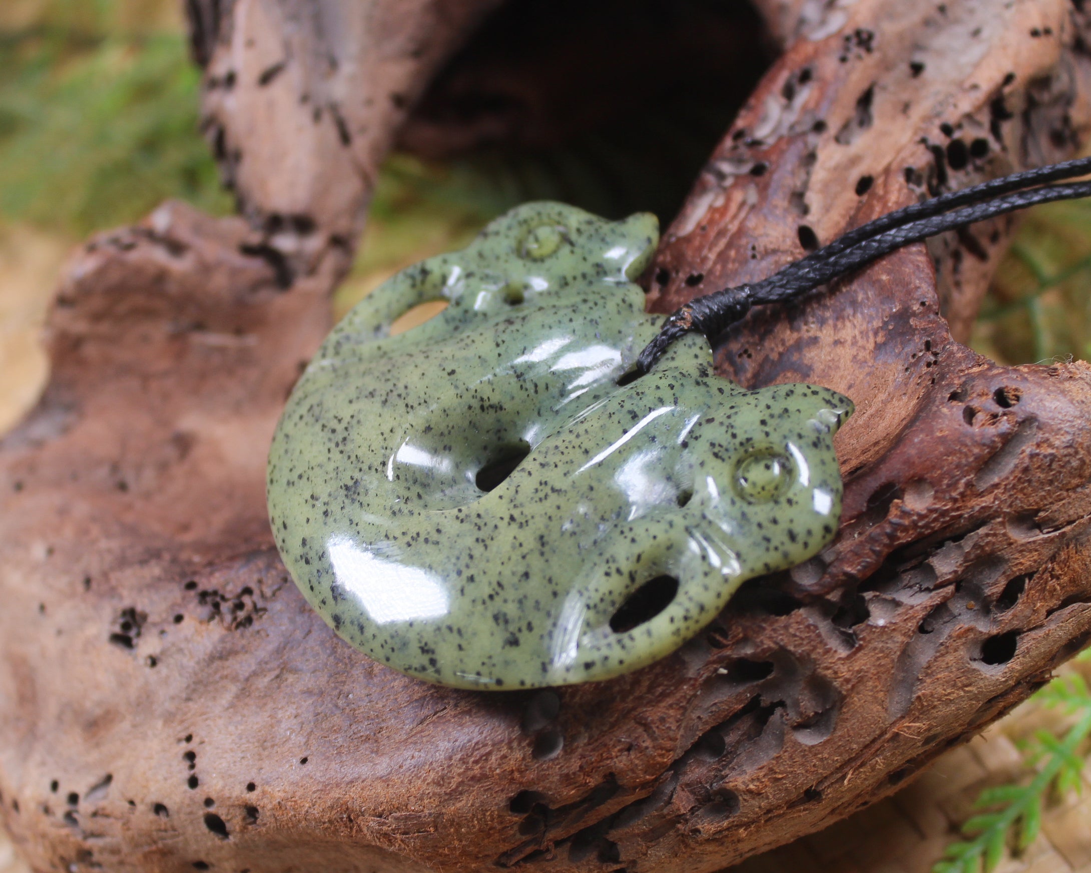 Pekapeka Pendant carved from Tangiwai Pounamu - NZ Greenstone