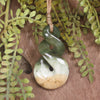 Twist or Pikorua carved from Flower Jade Pounamu - NZ Greenstone