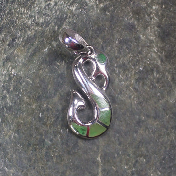 NZ Greenstone XSmall Sterling Silver Manaia Pendant (CB035) Hapopo Pounamu