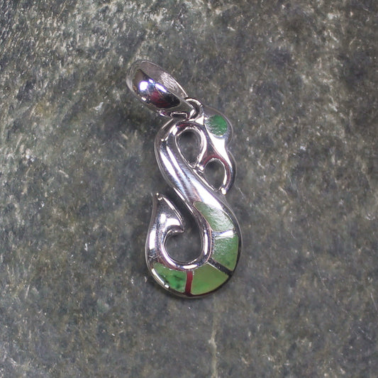 NZ Greenstone XSmall Sterling Silver Manaia Pendant (CB035) Hapopo Pounamu
