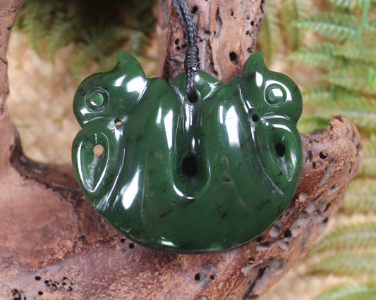 Pekapeka Pendant carved from Kawakawa Pounamu - NZ Greenstone