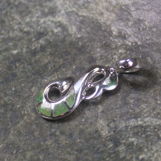 NZ Greenstone XSmall Sterling Silver Manaia Pendant (CB035) Hapopo Pounamu
