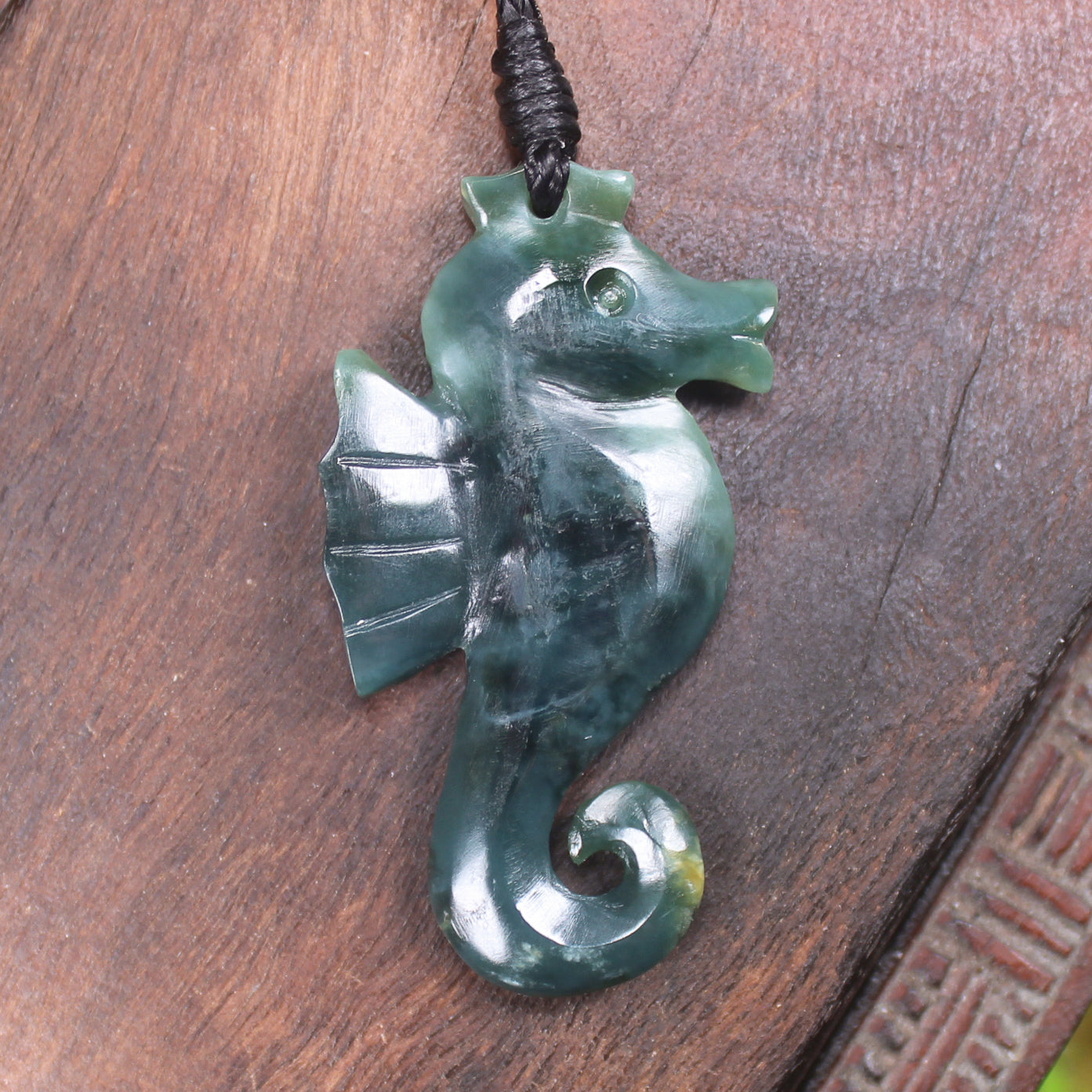 Seahorse carved from Inanga Pounamu - NZ Greenstone