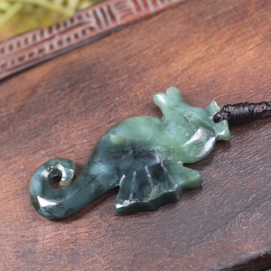 Seahorse carved from Inanga Pounamu - NZ Greenstone
