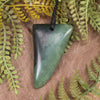 Tooth pendant carved from Kawakawa Pounamu - NZ Greenstone