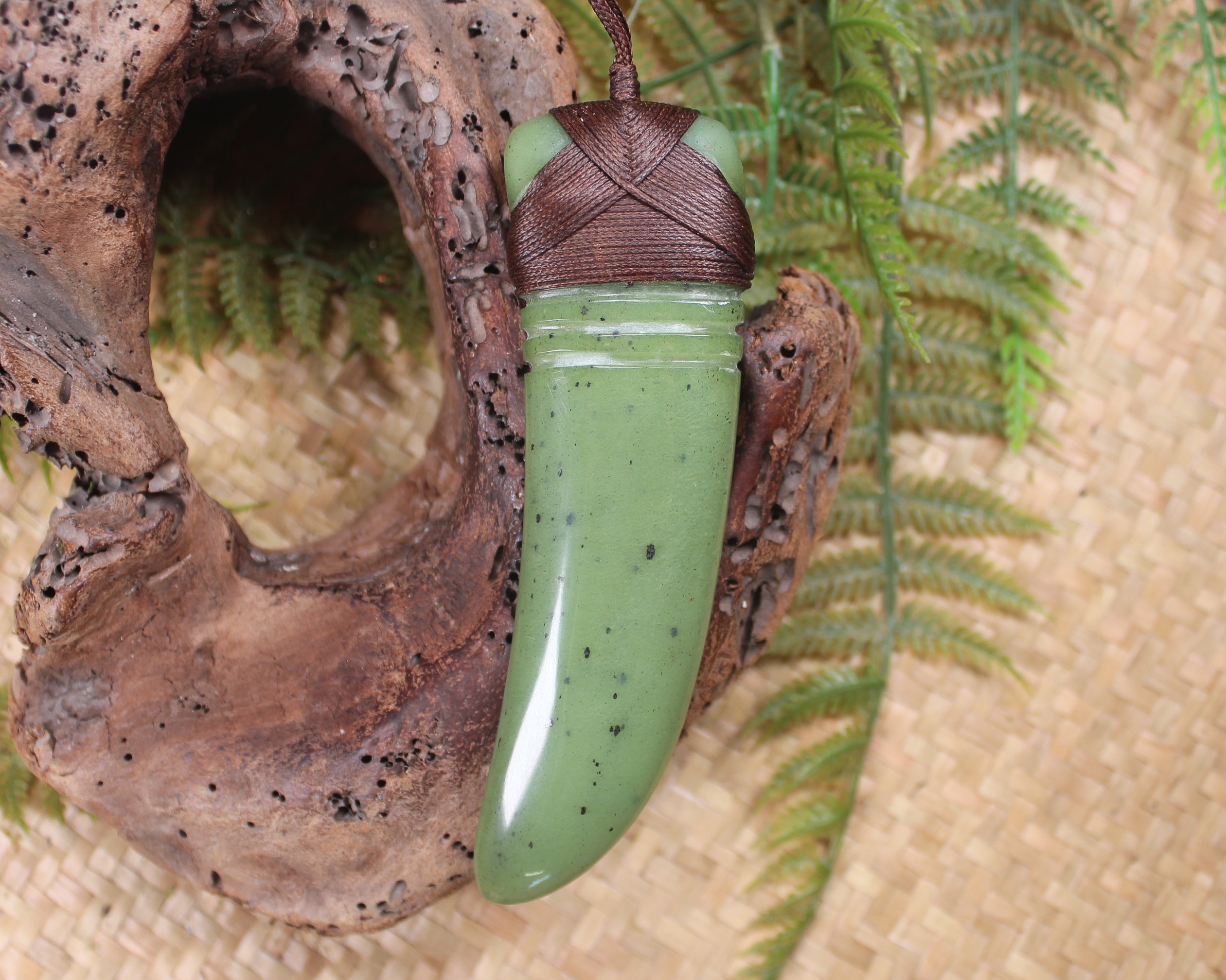 Taniwha Tooth or Niho carved from Hapopo Pounamu - NZ Greenstone