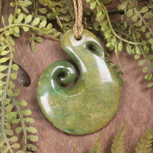 NZ Greenstone Koru Pendant  Raukaraka Pounamu