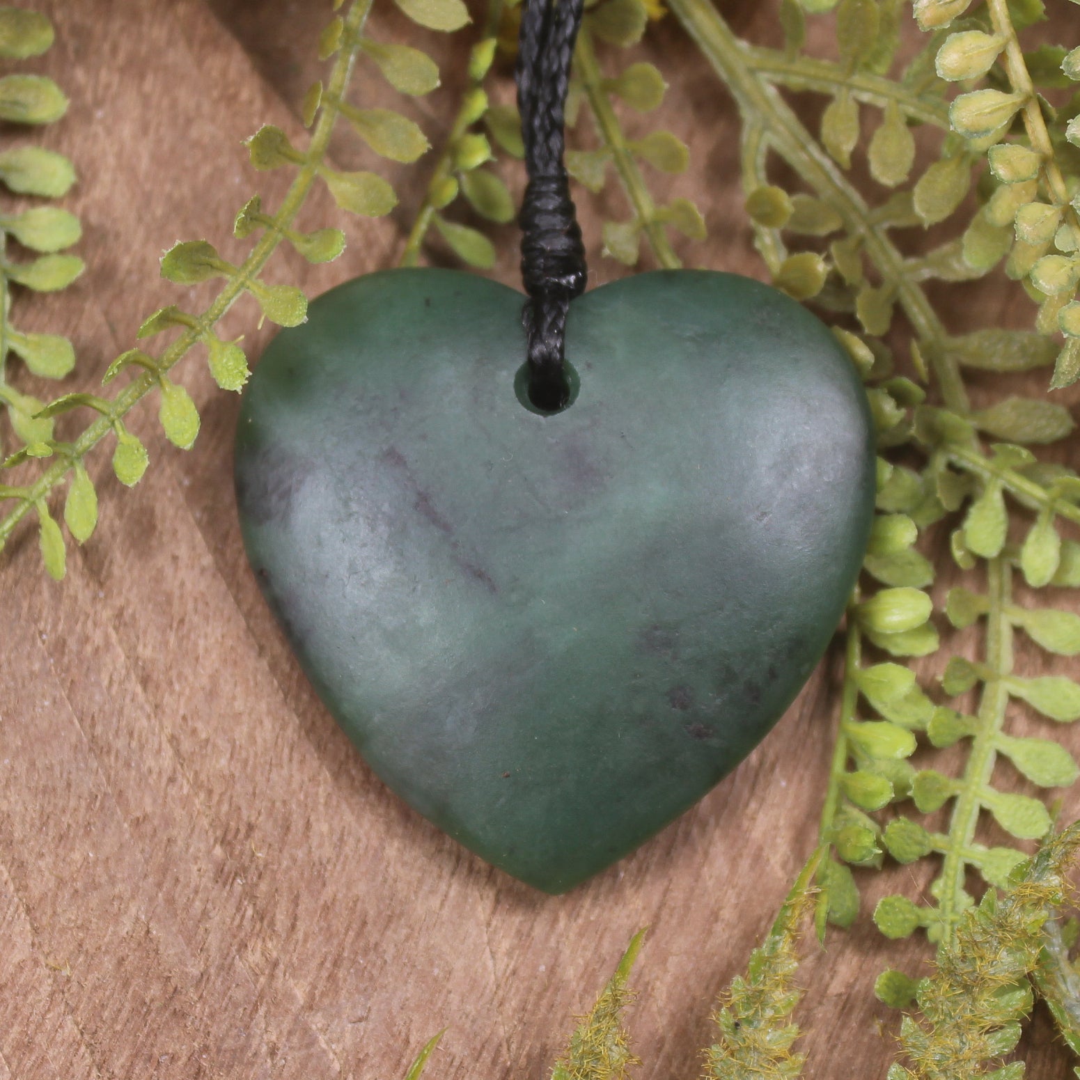 Heart carved from Kawakawa Pounamu - NZ Greenstone