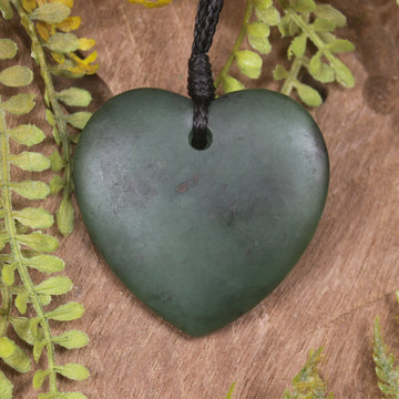 Heart carved from Kawakawa Pounamu - NZ Greenstone