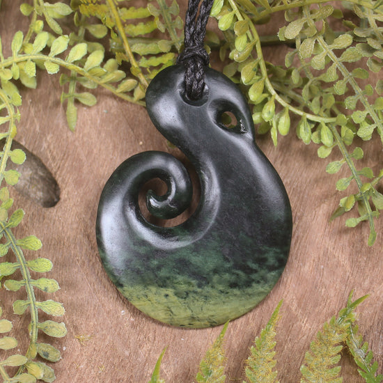 NZ Greenstone Medium Koru Pendant Flower Jade Pounamu