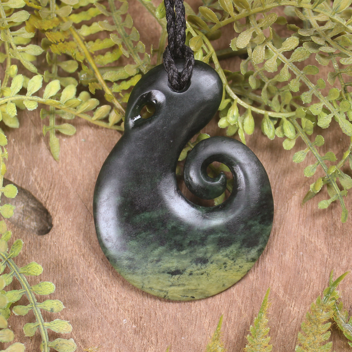 NZ Greenstone Medium Koru Pendant Flower Jade Pounamu