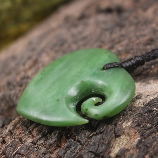 Koru Heart pendant carved from Hapopo Pounamu - NZ Greenstone