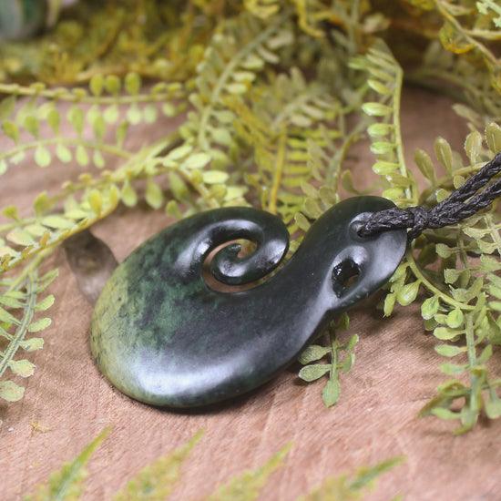 NZ Greenstone Medium Koru Pendant Flower Jade Pounamu