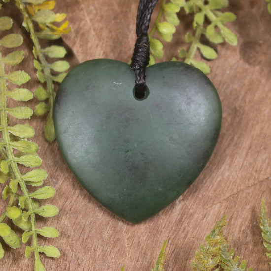 Heart carved from Kawakawa Pounamu - NZ Greenstone