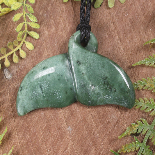 Whale Tail carved from Kawakawa Pounamu - NZ Greenstone