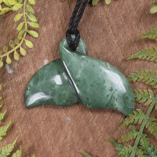 Whale Tail carved from Kawakawa Pounamu - NZ Greenstone
