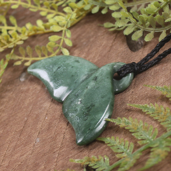 Whale Tail carved from Kawakawa Pounamu - NZ Greenstone