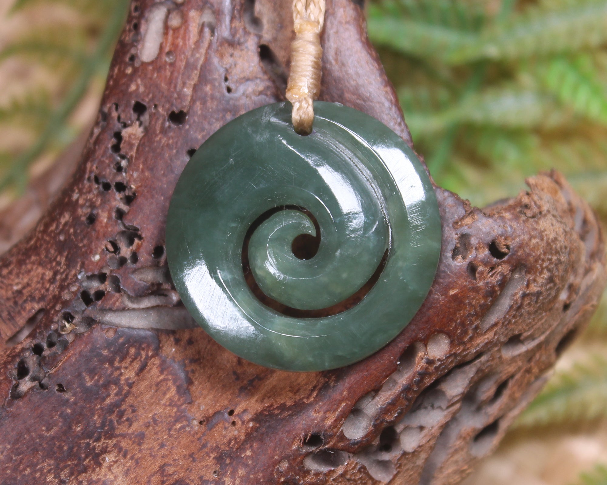 Koru carved from Inanga Pounamu - NZ Greenstone