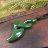 NZ Greenstone Medium Whale Tail Pendant (BP749) Kawakawa Pounamu