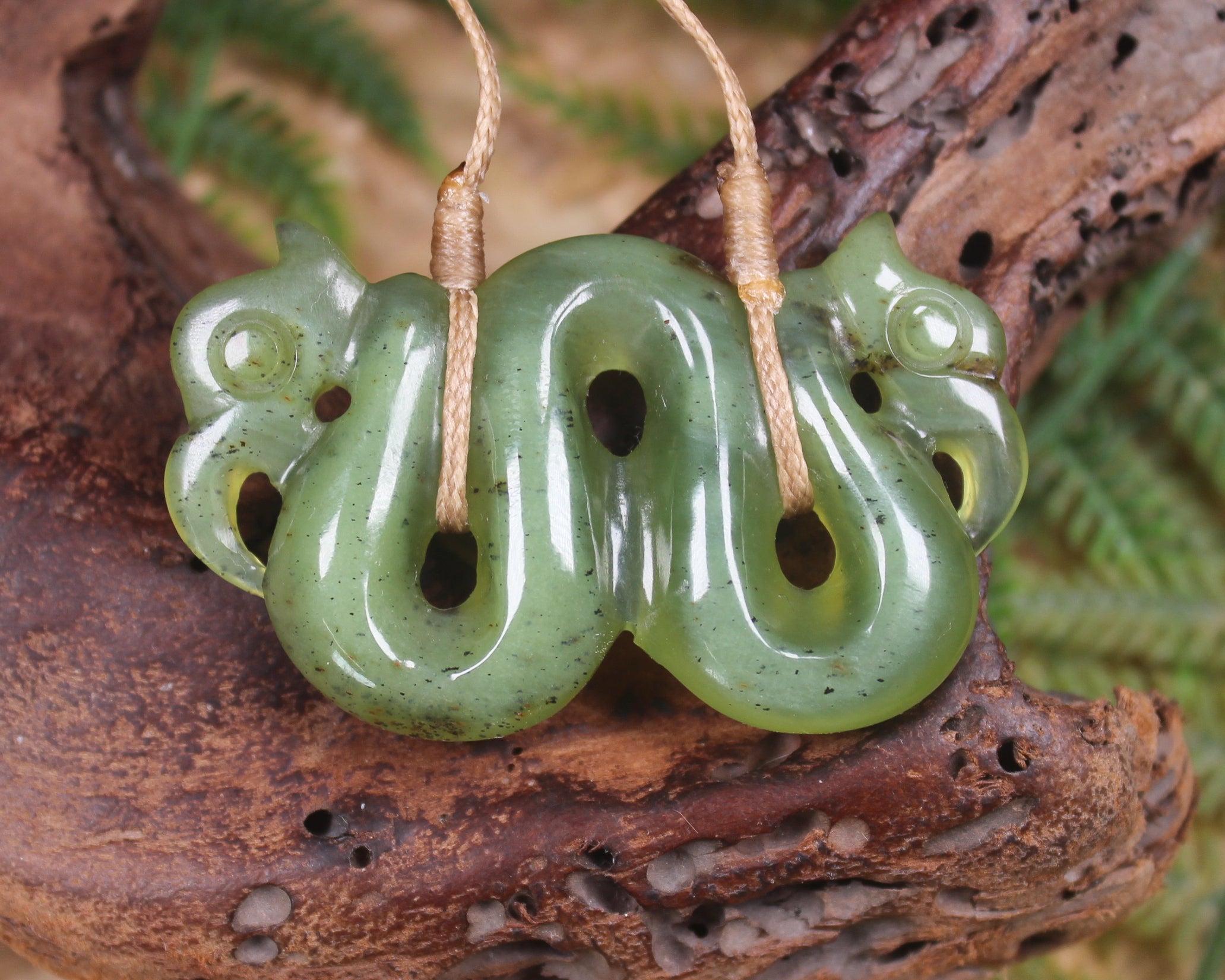 Pekapeka Pendant carved from Tangiwai Pounamu - NZ Greenstone