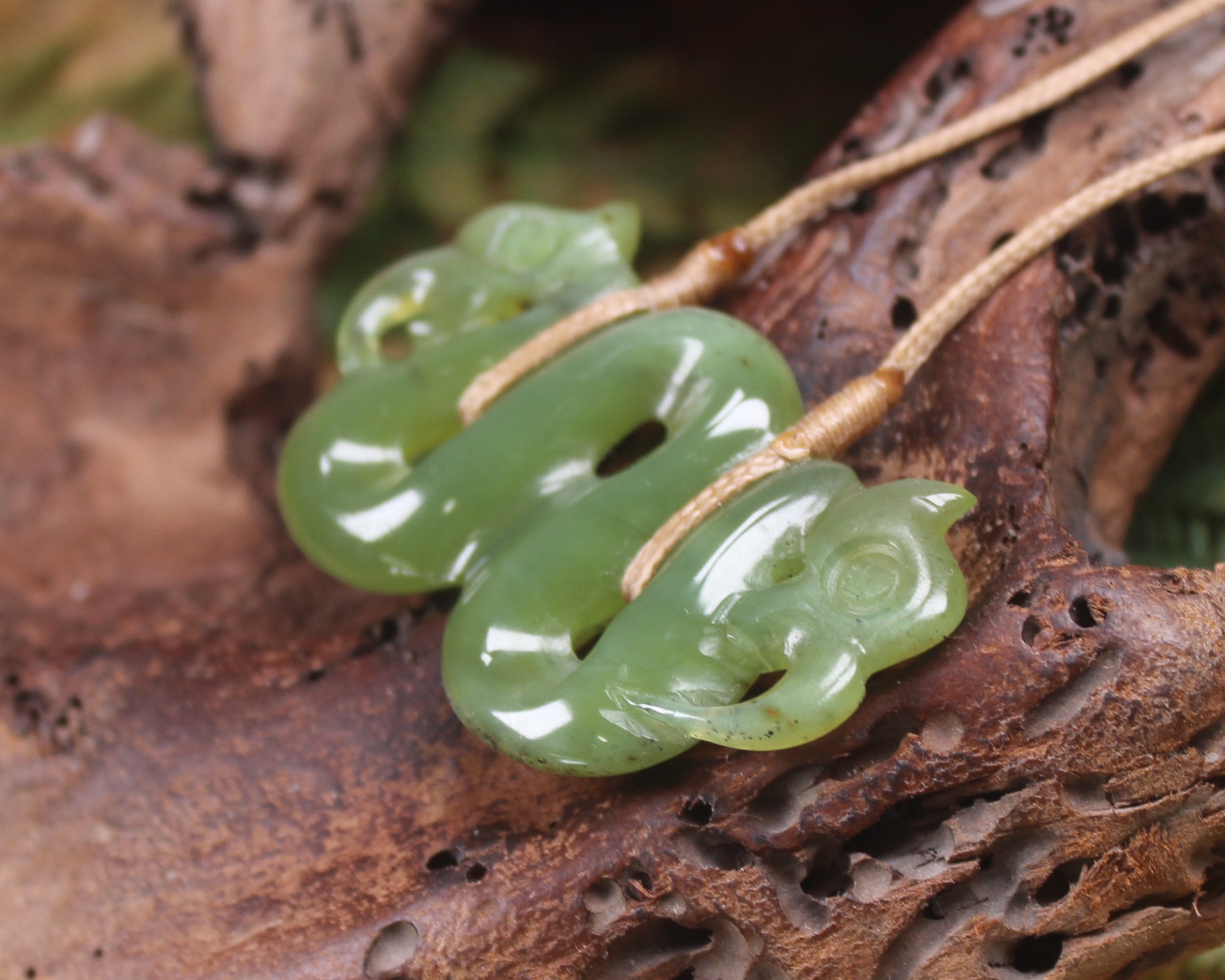 Pekapeka Pendant carved from Tangiwai Pounamu - NZ Greenstone