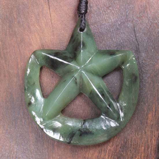 Whetumarama or Ratana Star Symbol carved from Hapopo Pounamu - New Zealand Greenstone