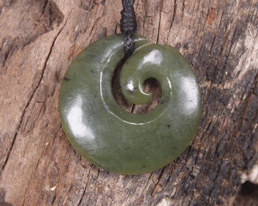 Koru carved from Rimu Pounamu - NZ Greenstone