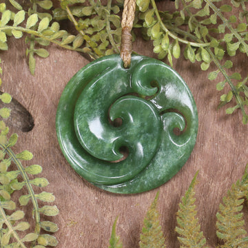 NZ Greenstone Koru Pendant  Kawakawa Pounamu
