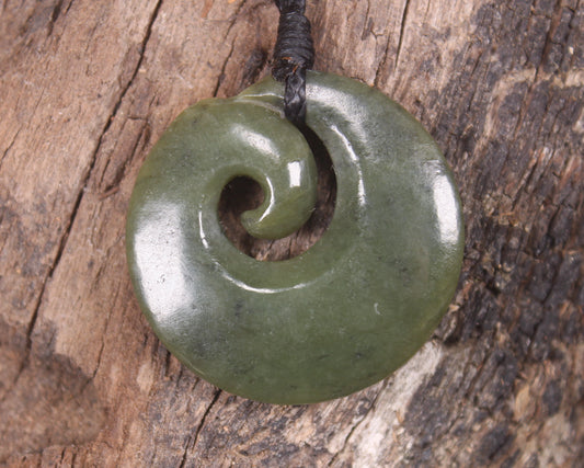 Koru carved from Rimu Pounamu - NZ Greenstone