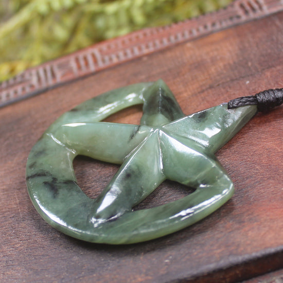 Whetumarama or Ratana Star Symbol carved from Hapopo Pounamu - New Zealand Greenstone