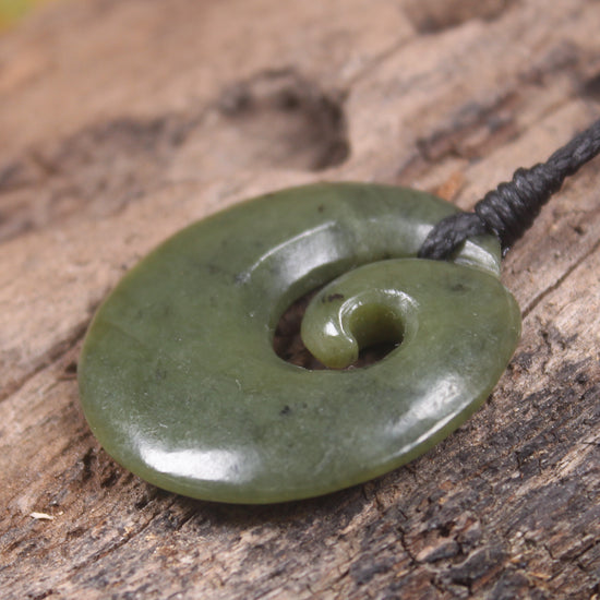 Koru carved from Rimu Pounamu - NZ Greenstone