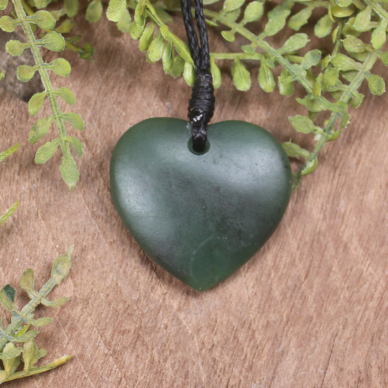 Heart carved from Kawakawa Pounamu - NZ Greenstone