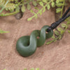 Twist or Pikorua carved from Hapopo Pounamu - NZ Greenstone