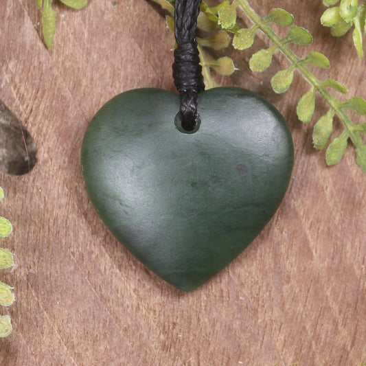Heart carved from Kawakawa Pounamu - NZ Greenstone