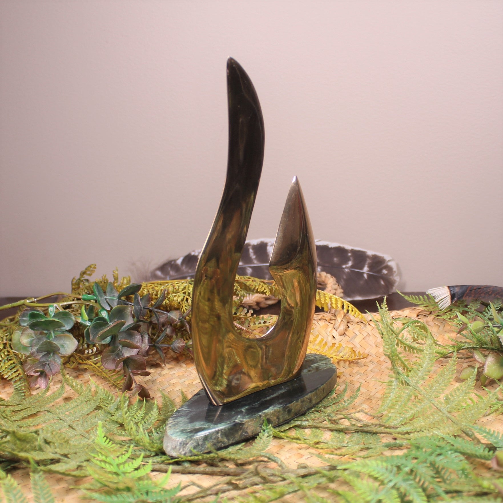 Matau or Fishhook Sculpture made from Polished Bronze