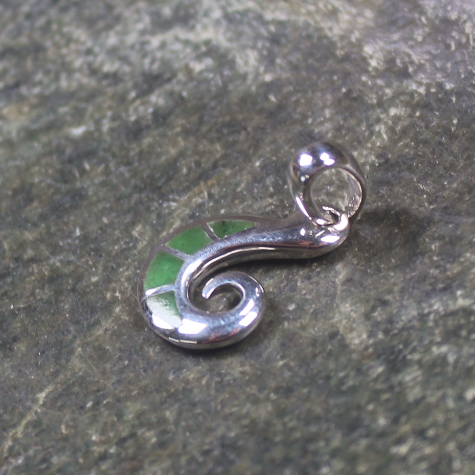 Hapopo Pounamu pendant set in Sterling Silver - NZ Greenstone