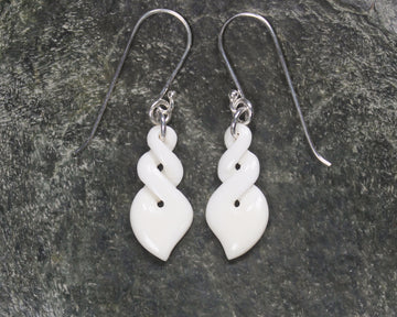 Twist Earrings carved from beef bone