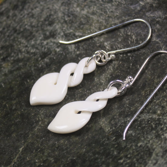 Twist Earrings carved from beef bone