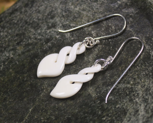 Twist Earrings carved from beef bone