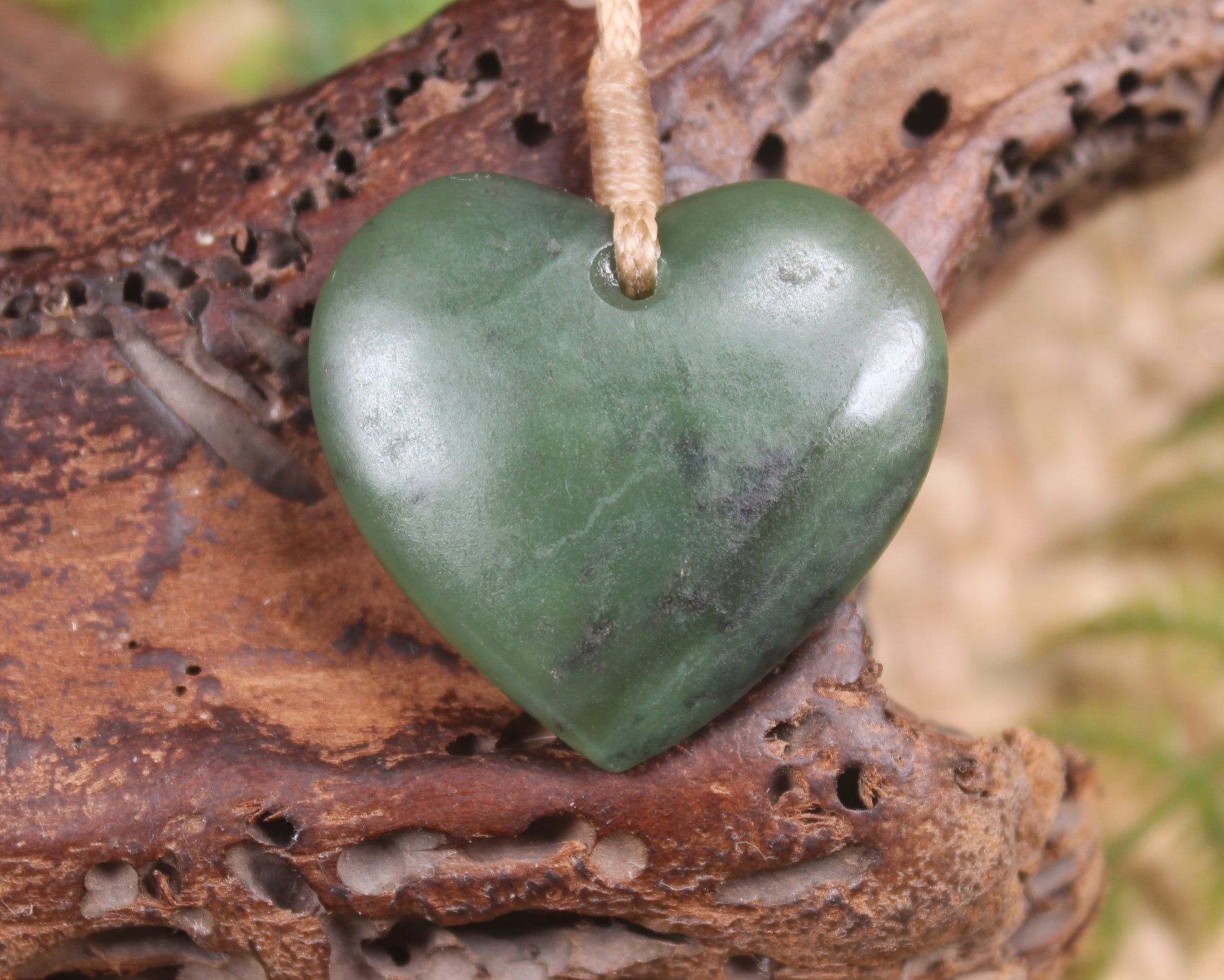 Heart carved from Hapopo Pounamu - NZ Greenstone