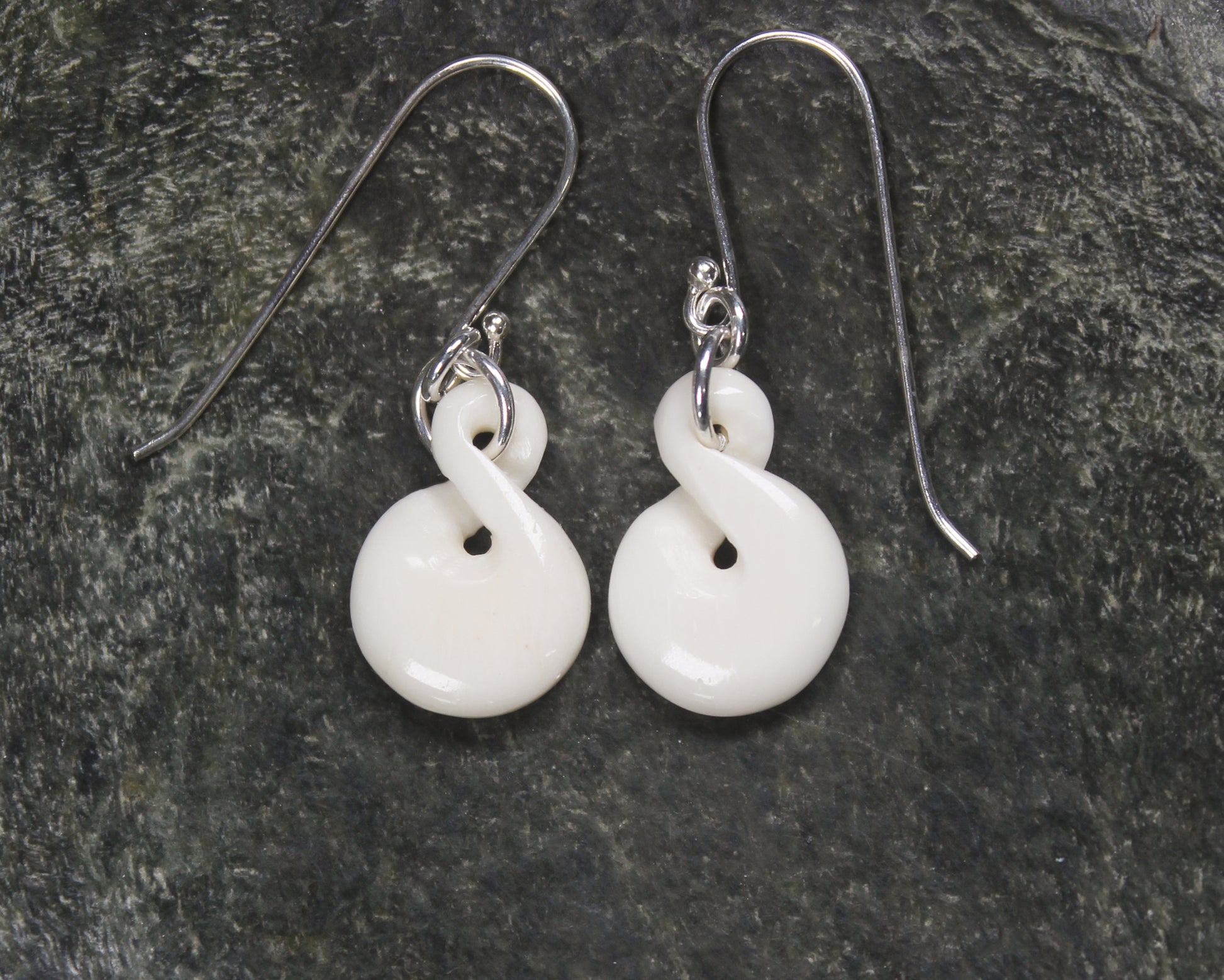 Twist Earrings carved from beef bone