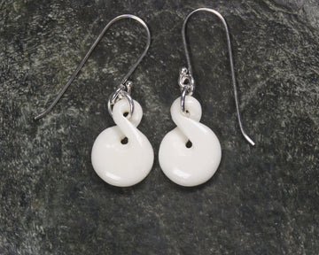 Twist Earrings carved from beef bone