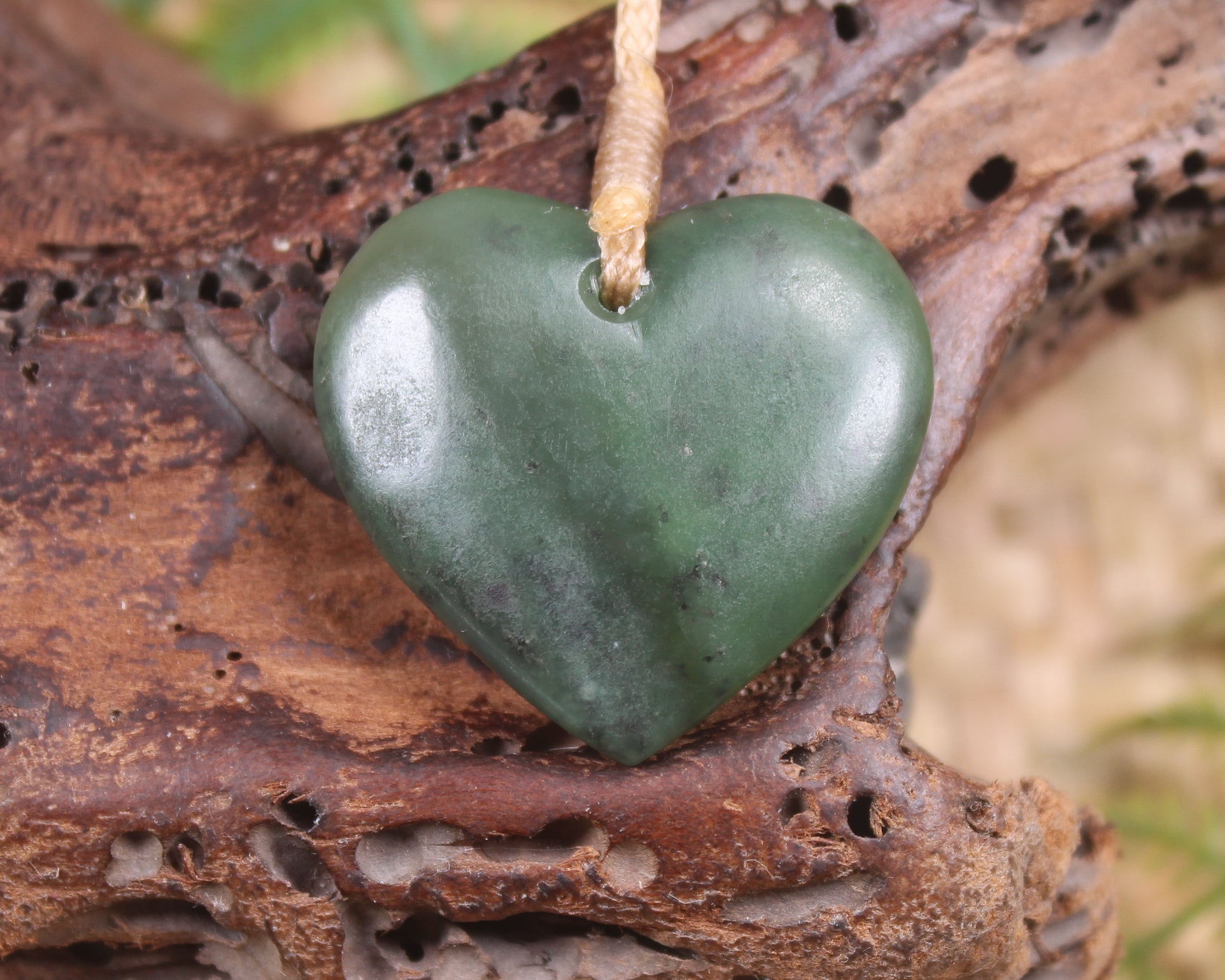Heart carved from Hapopo Pounamu - NZ Greenstone