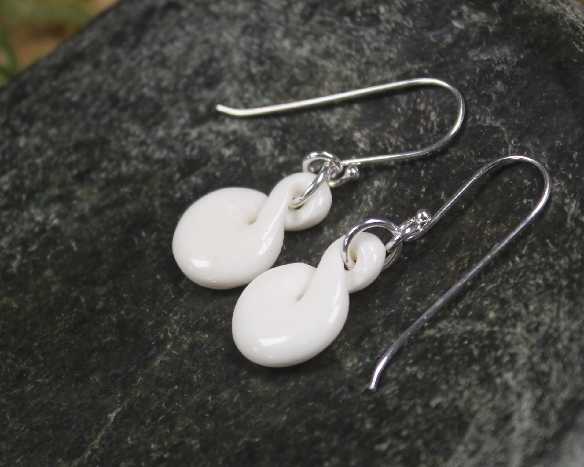 Twist Earrings carved from beef bone