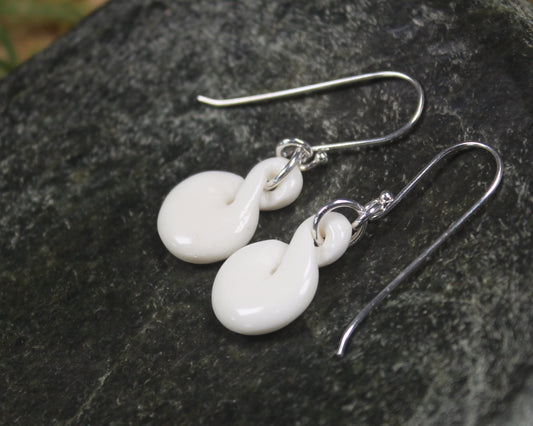 Twist Earrings carved from beef bone
